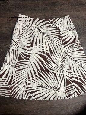 Y2K GAP White and Brown Palm-Print A-Line Skirt